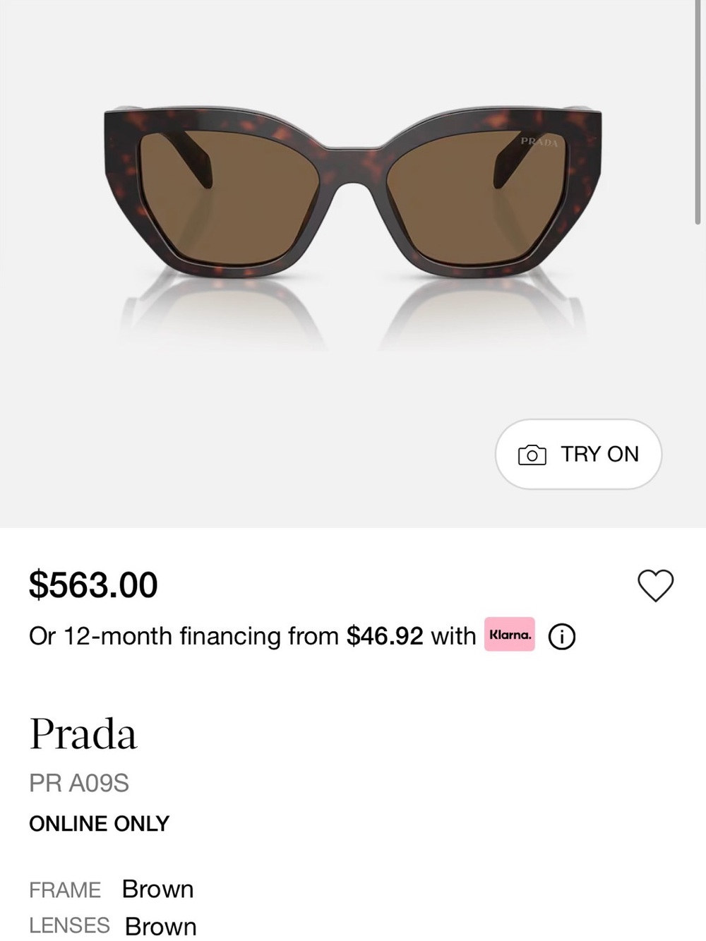 Prada Brown Tortoise Cat-Eye Sunglasses